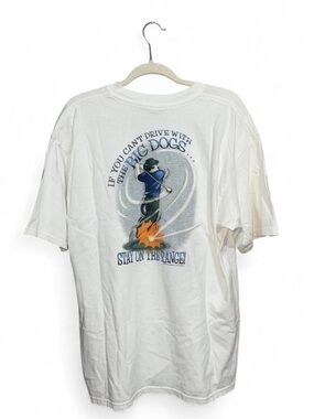 Big Dogs Men’s Vintage White Golf Graphic Cotton Short Sleeve Shirt Size XL